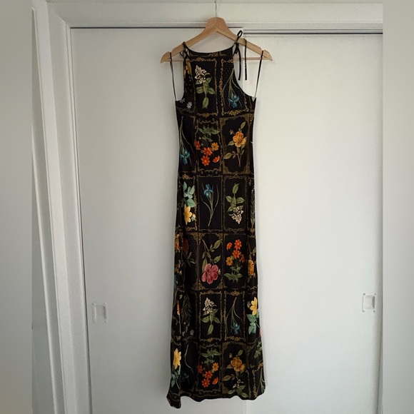 Anthropologie Black Floral Maxi Dress with Tie Straps - Picture 4 of 4